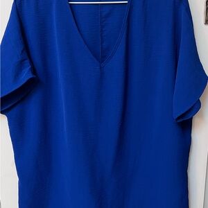 Royal Blue V-Neck Blouse